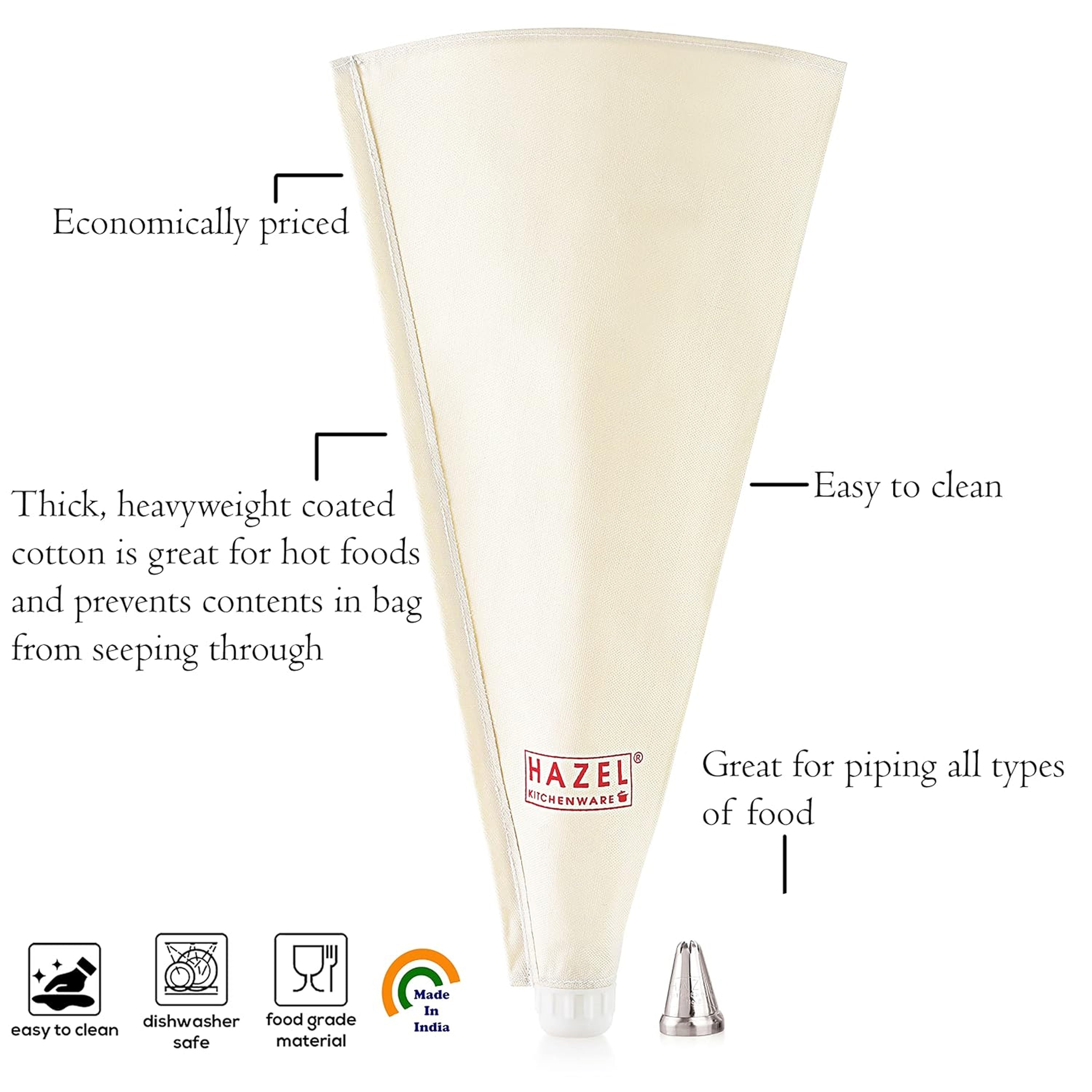 Reusable Piping Bag with Nozzle, 25 cm