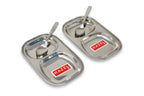 Stainless Steel 2 Section Plate Set with 2 Spoons, Divided Tray Set of 4