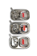 Stainless Steel Rectangle Plate Set of 3 with 3 Spoons, 2 Section Plates