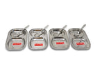 Stainless Steel Divided Plate Set of 4 with 4 Spoons, 2 Section Plates