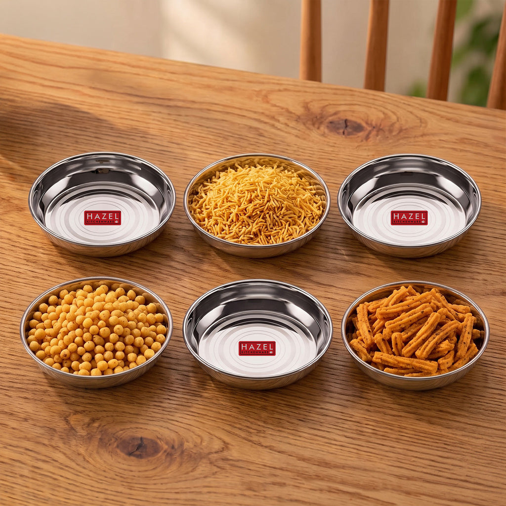 Steel Snack Plates, Set of 6, 11cm