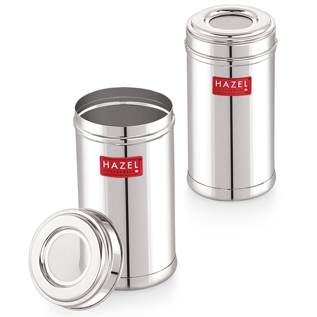 Stainless Steel Storage Containers, Airtight Spice Jars, 500ml, Set of 2