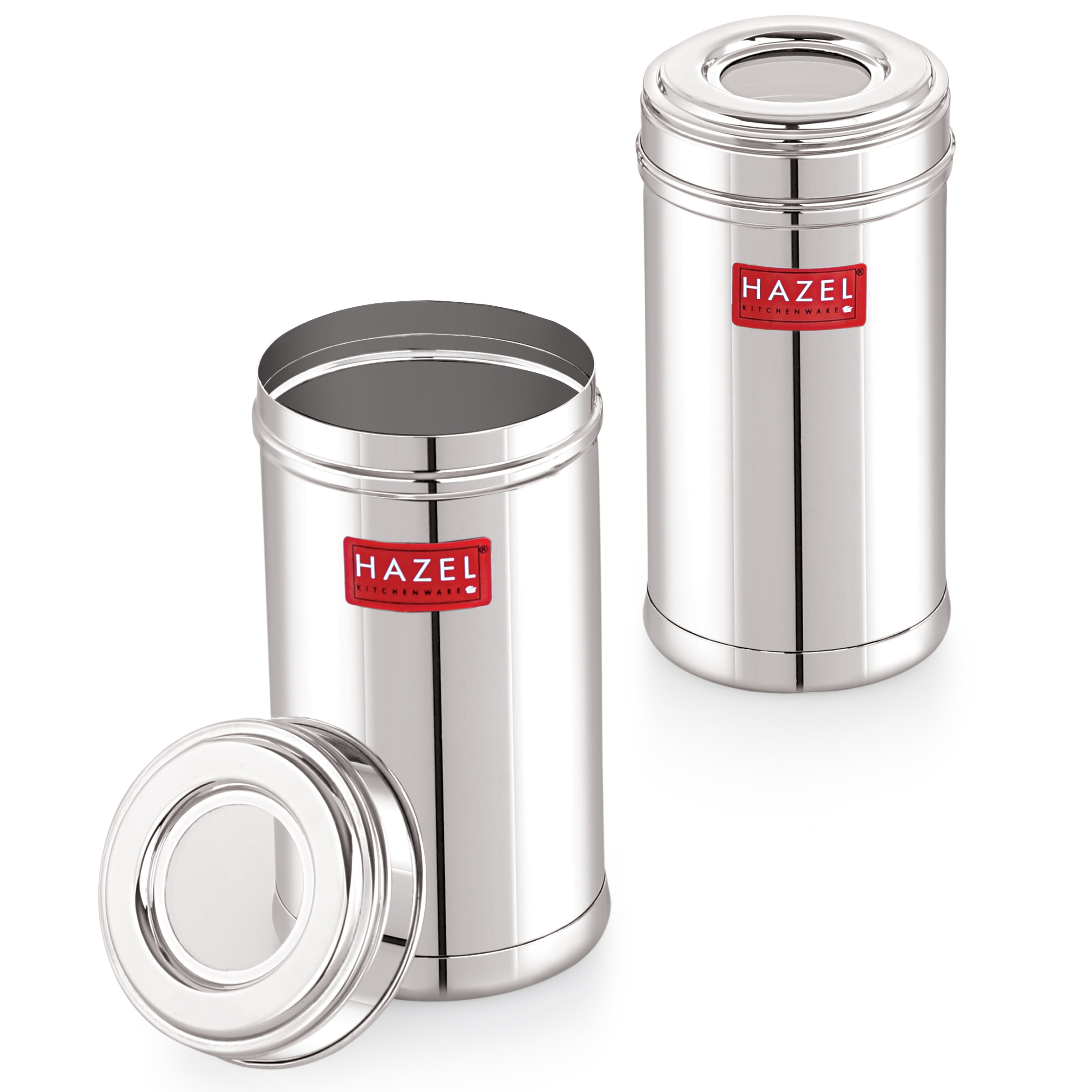 Stainless Steel Storage Containers, Airtight Spice Jars, 500ml, Set of 2