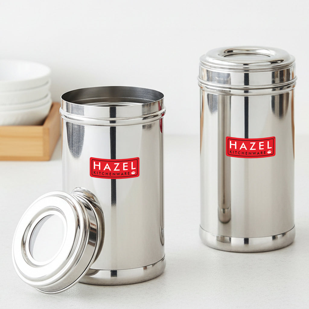 Stainless Steel Storage Containers, Airtight Spice Jars, 500ml, Set of 2