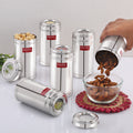 Stainless Steel Storage Containers, Airtight Spice Jars, 500ml, Set of 6