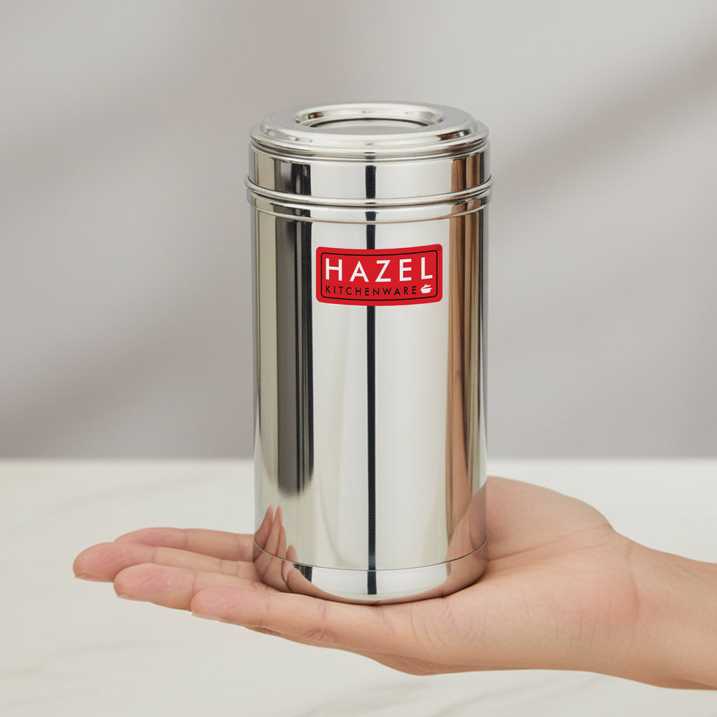 Stainless Steel Storage Containers, Airtight Spice Jars, 500ml, Set of 6