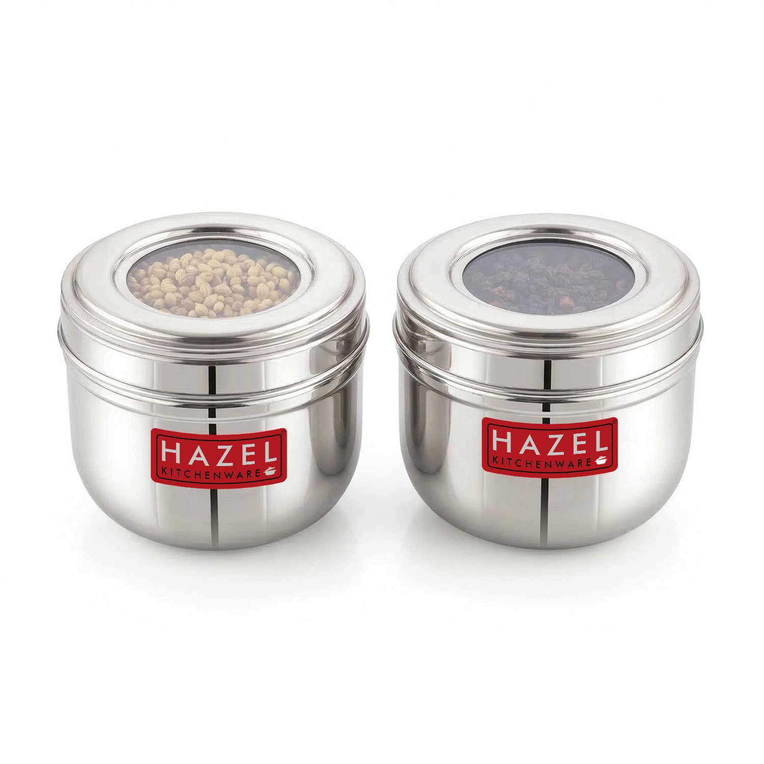 Stainless Steel Transparent Lid Containers, 300 ml (Set of 2)