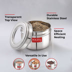 Stainless Steel Transparent Lid Containers, 300 ml (Set of 2)