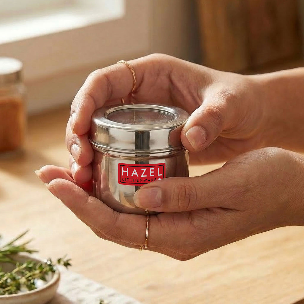 Stainless Steel Transparent Lid Containers, 150 ml (Set of 6)