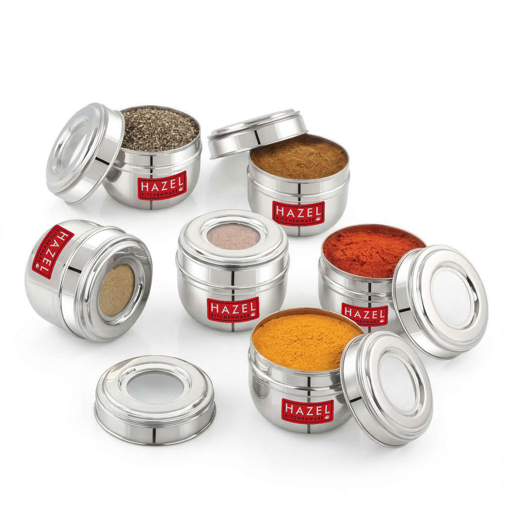 Stainless Steel Transparent Lid Containers, 150 ml (Set of 6)