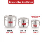 Stainless Steel Transparent Lid Containers, 150 ml (Set of 6)