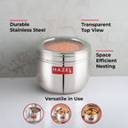 Stainless Steel Transparent Lid Containers, 500 ml (Set of 6)