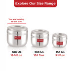 Stainless Steel Transparent Lid Containers, 500 ml (Set of 6)