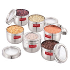 See Through Steel Container, Stainless Steel Kitchen Storage, 1000ml, Set of 6
