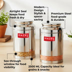 Stainless Steel Airtight Storage Jar, Kitchen Container, 2500 ml, Set of 2