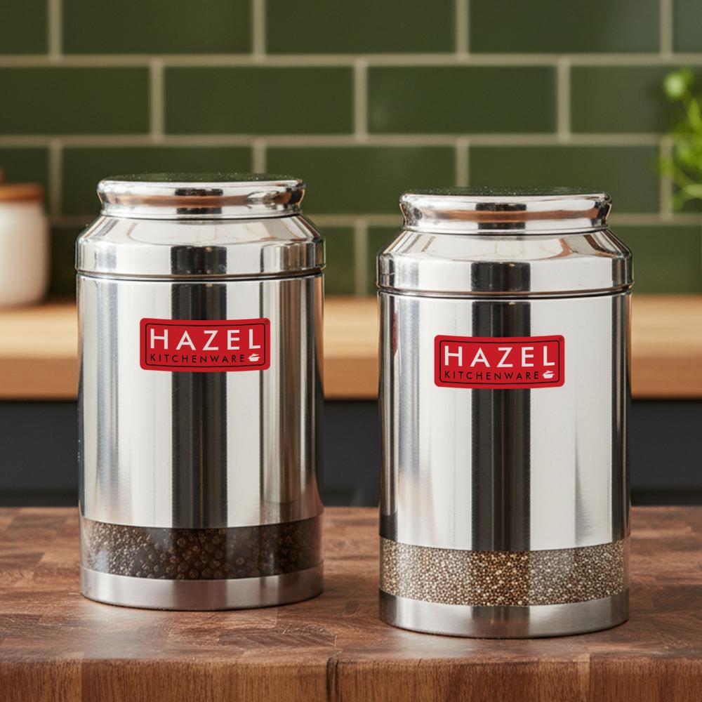 Stainless Steel Airtight Storage Jar, Kitchen Container, 2500 ml, Set of 2