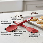 Silicone Spatula & Spoonula, 8 Inch, Set of 2, Non-Stick Baking & Cooking, Red