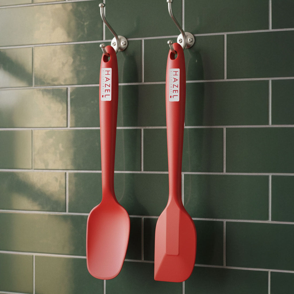 Silicone Spatula & Spoonula, 8 Inch, Set of 2, Non-Stick Baking & Cooking, Red