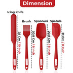 Silicone Baking Tool Set of 4, Spatula, Brush, Spoonula & Icing Knife