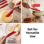 Silicone Baking Tool Set of 4, Spatula, Brush, Spoonula & Icing Knife