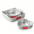 Aluminium Square, Round & Heart Shape Cake Mould, Set of 3