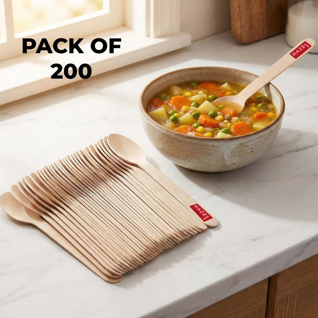 Disposable Wooden Spoon, 16 cm, Pack of 200