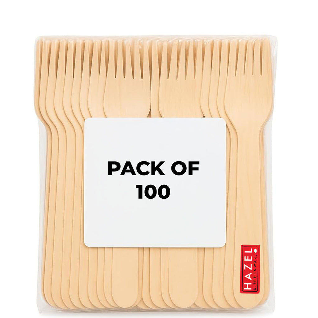 Disposable Wooden Fork for Parties, 16 cm, Pack of 100