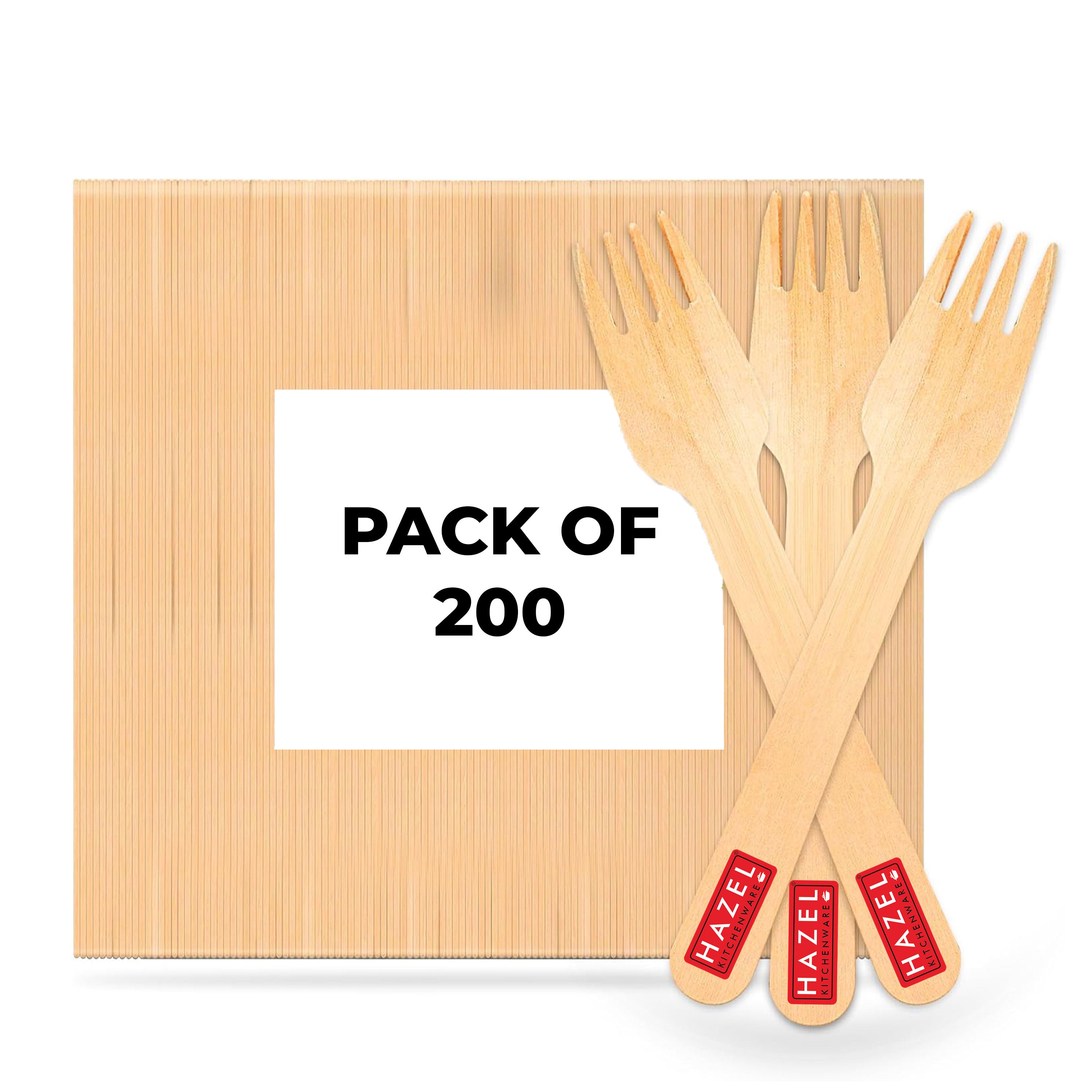 Disposable Wooden Fork for Parties, 16 cm, Pack of 200