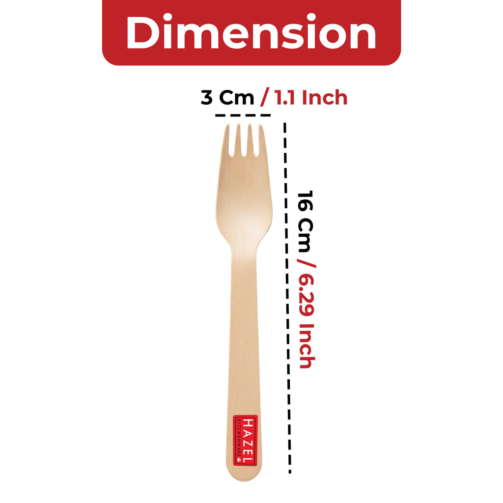Disposable Wooden Fork for Parties, 16 cm, Pack of 200