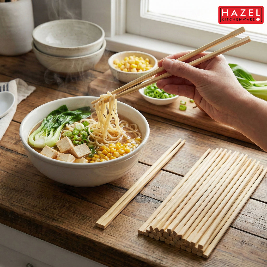 Disposable Wooden Chopsticks 20 cm, Pack of 50 Pairs