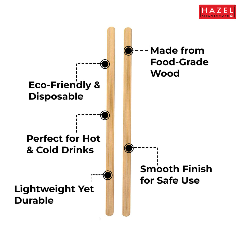 Disposable Wooden Coffee Stirrer for Coffee, Tea, Pack of 1000