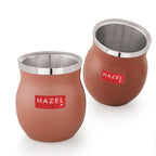 Double Wall Matte Brown Stainless Steel Kullad Glass,150 ML,Set Of 2