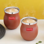 Double Wall Matte Brown Stainless Steel Kullad Glass,150 ML,Set Of 2