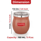 Double Wall Matte Brown Stainless Steel Kullad Glass,150 ML,Set Of 6