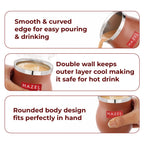 Double Wall Matte Brown Stainless Steel Kullad Glass,150 ML,Set Of 6
