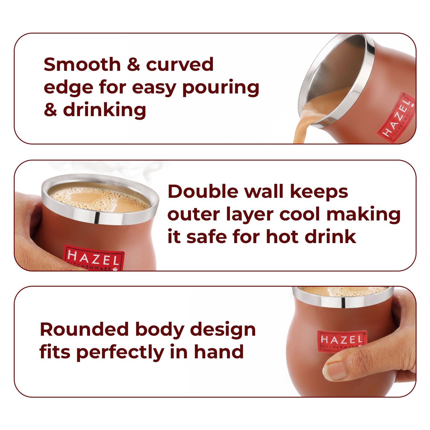 Double Wall Stainless Steel Kullad Glass for Tea & Coffee