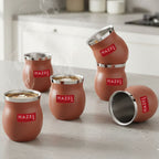 Double Wall Matte Brown Stainless Steel Kullad Glass,150 ML,Set Of 6