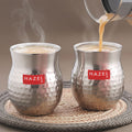 Double Wall Hammered Stainless Steel Kullad Glass, 150 ML, Set Of 2