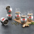 Double Wall Hammered Stainless Steel Kullad Glass, 150 ML, Set Of 6