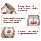 Double Wall Hammered Stainless Steel Kullad Glass, 150 ML, Set Of 6