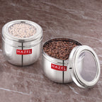 1000 ml Steel Container, Transparent Lid Kitchen Jar, Set of 2