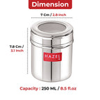 Stainless Steel See-Through Container with Transparent Lid, 250 ml, Set Of 2