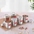 Stainless Steel See-Through Container with Transparent Lid, 250 ml, Set Of 6