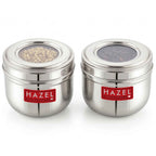 Stainless Steel Oval Container with Transparent Lid for Storage, 450ml, Set Of 2