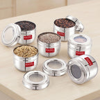 Stainless Steel Oval Container with Transparent Lid for Storage, 450ml, Set Of 6