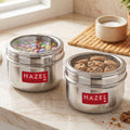 Stainless Steel Round See-Through Container with Transparent Lid, 800ml, Set Of 2