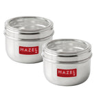 Stainless Steel Round See-Through Container with Transparent Lid, 800ml, Set Of 2