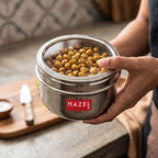 Stainless Steel Round See-Through Container with Transparent Lid, 800ml, Set Of 2