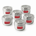 Stainless Steel Round See-Through Container with Transparent Lid, 800ml, Set Of 6