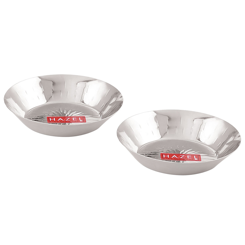 Stainless Steel Hammered Small Copri Snacks Nasta Plate, 15.5 cm, Pack of 2